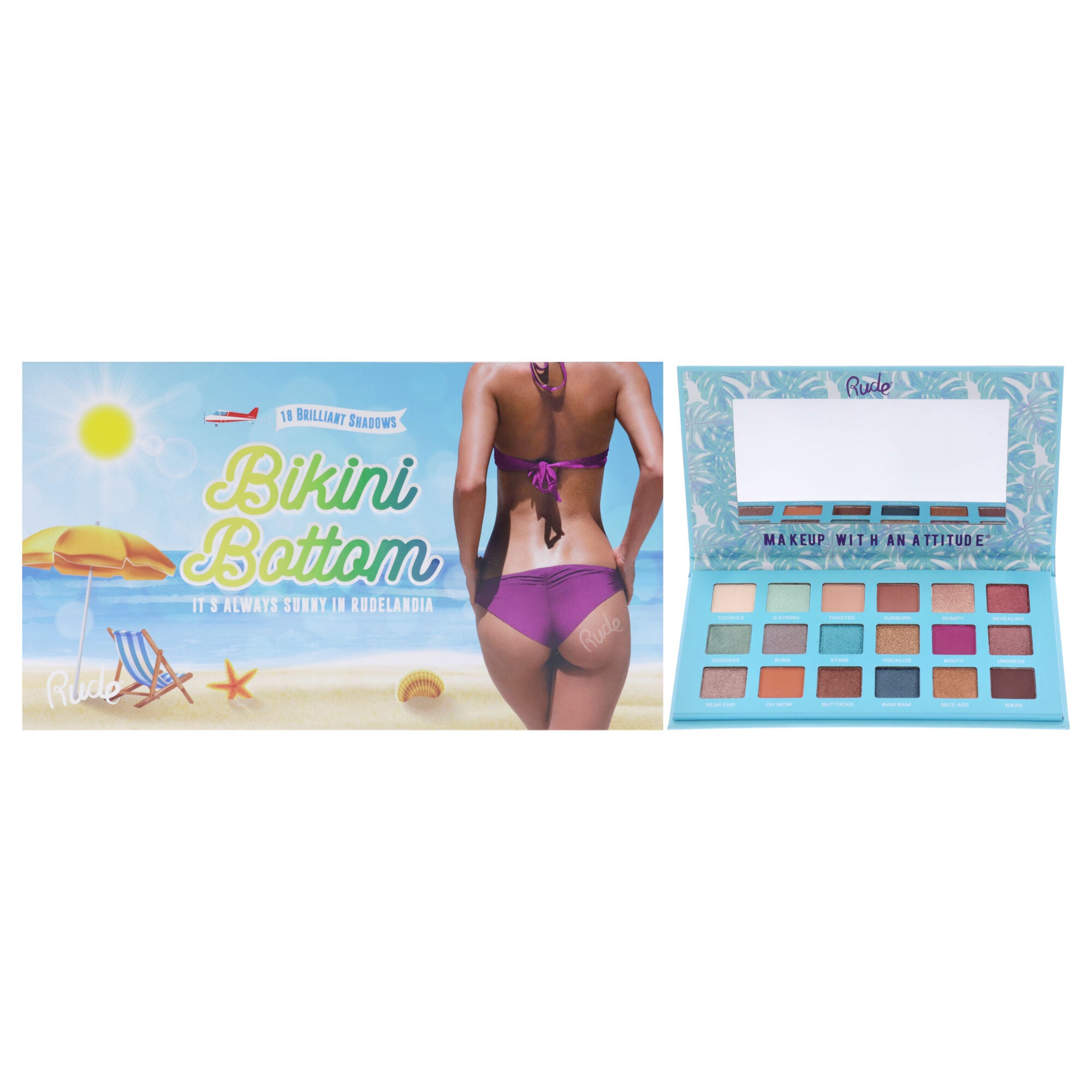 Bikini Bottom 18 Eye Shadow by Rude Cosmetics for Women - 0.63 oz Eye Shadow, See Description, hi-res image number 0