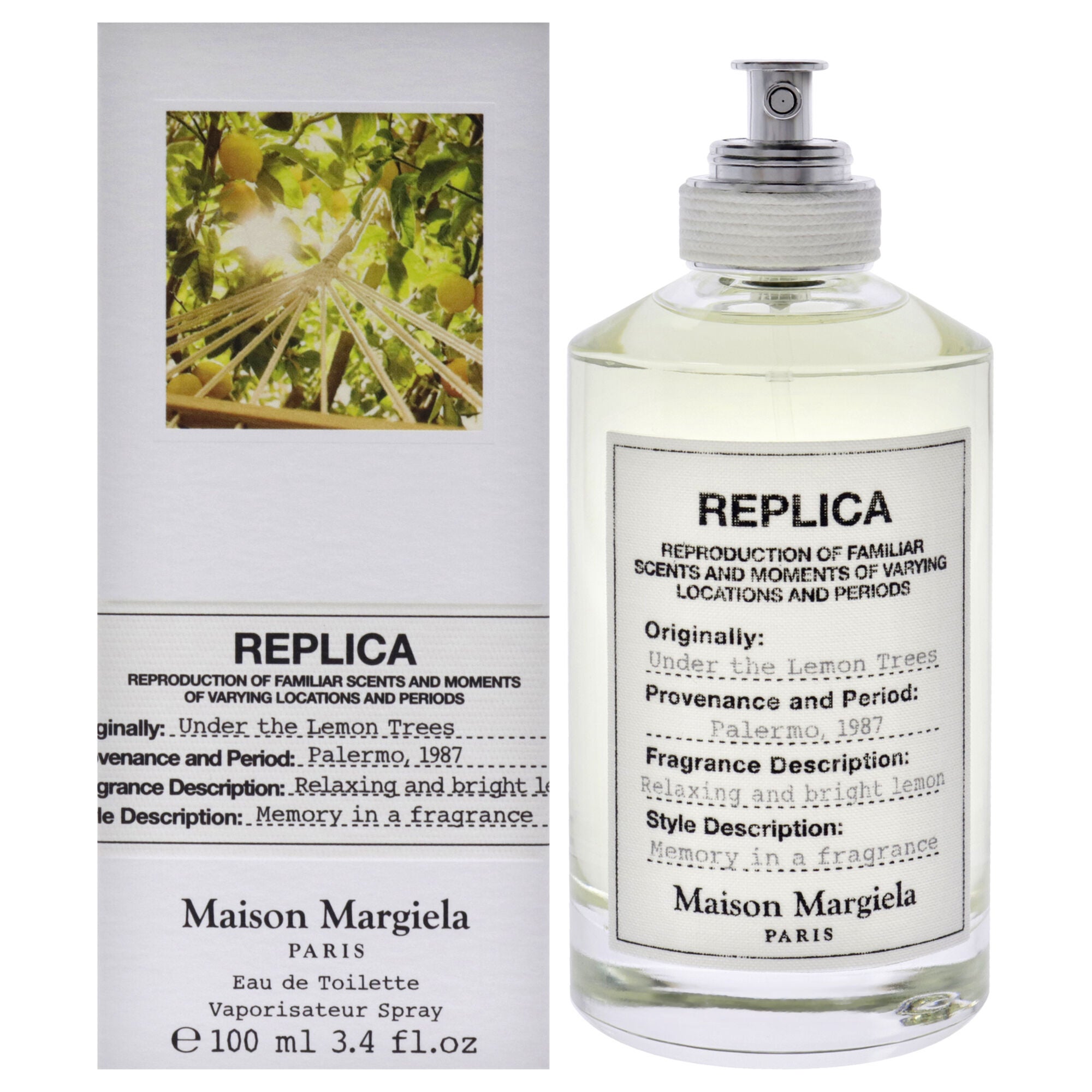 Replica Under The Lemon Trees by Maison Margiela for Unisex - 3.4 oz EDT Spray, Clear, hi-res image number 0