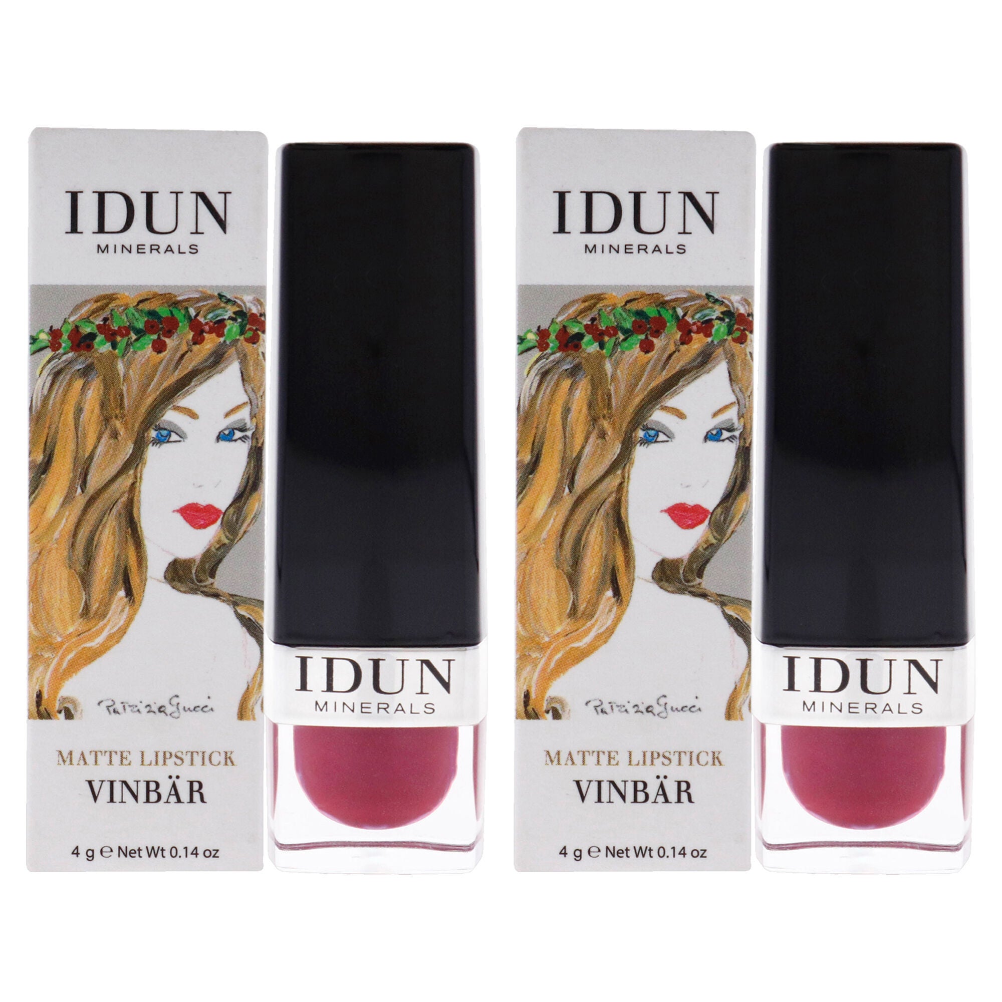 Matte Lipstick - 105 Vinbar by Idun Minerals for Women - 0.14 oz Lipstick - Pack of 2, See Description, hi-res image number 0