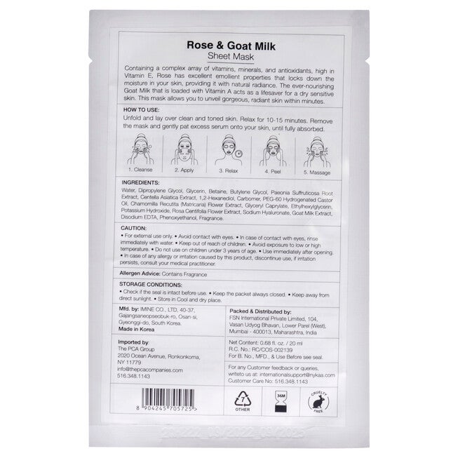 Skin Secrets Sheet Mask - Rose and Goat Milk by Nykaa Naturals for Women - 1 Pc Mask, NA, alternate image number null