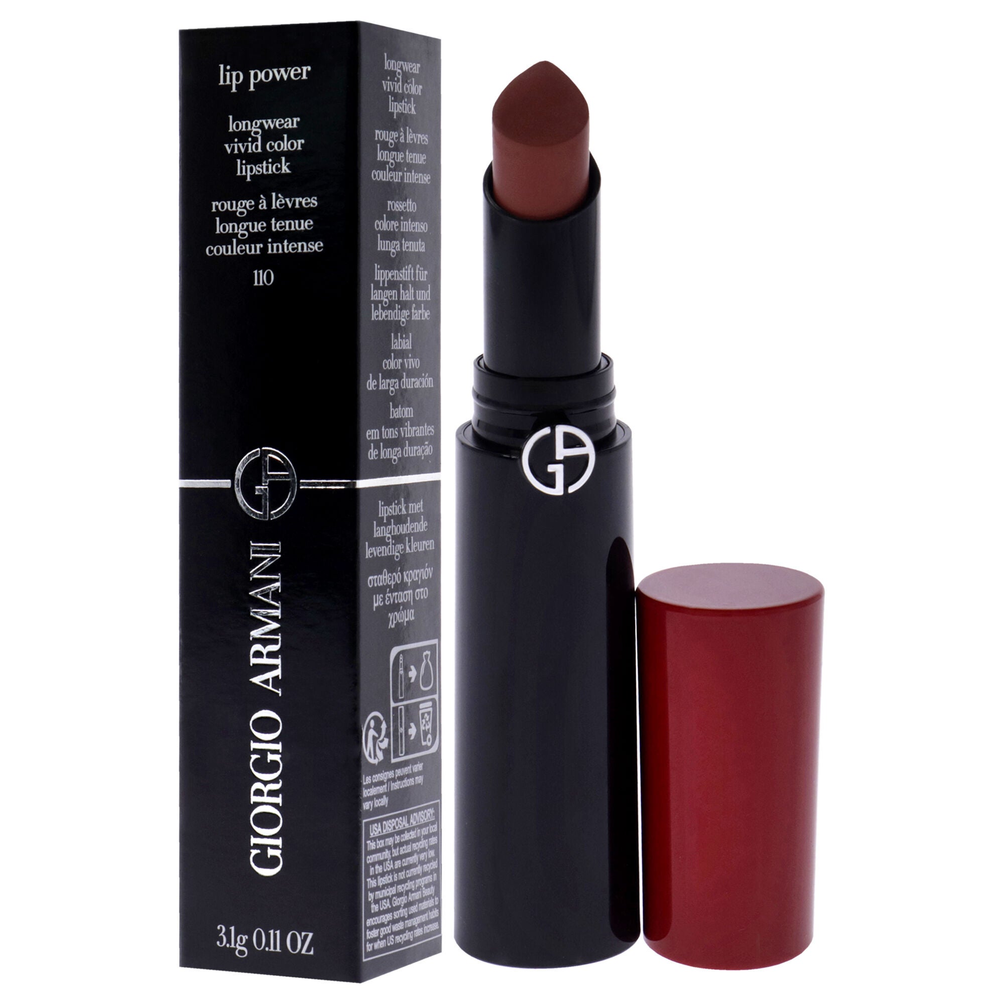 Lip Power Longwear Vivid Color Lipstick - 110 Mania by Giorgio Armani for Women - 0.11 oz Lipstick, See Description, alternate image number 3