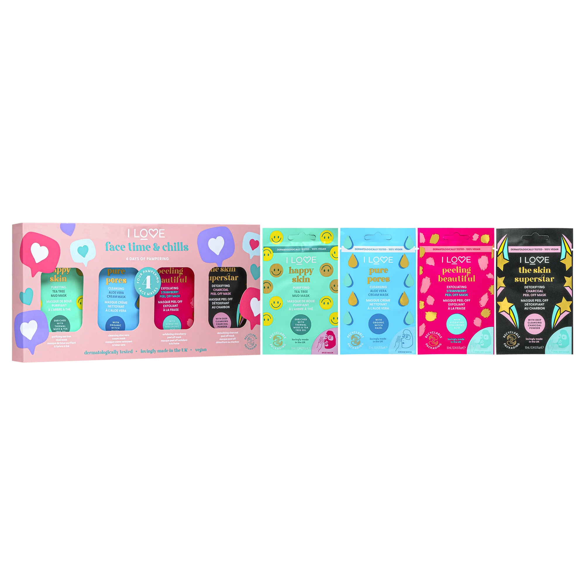 Face Time and Chills Face Mask by I Love Cosmetics for Women - 4 Pc Set, See Description, alternate image number 2
