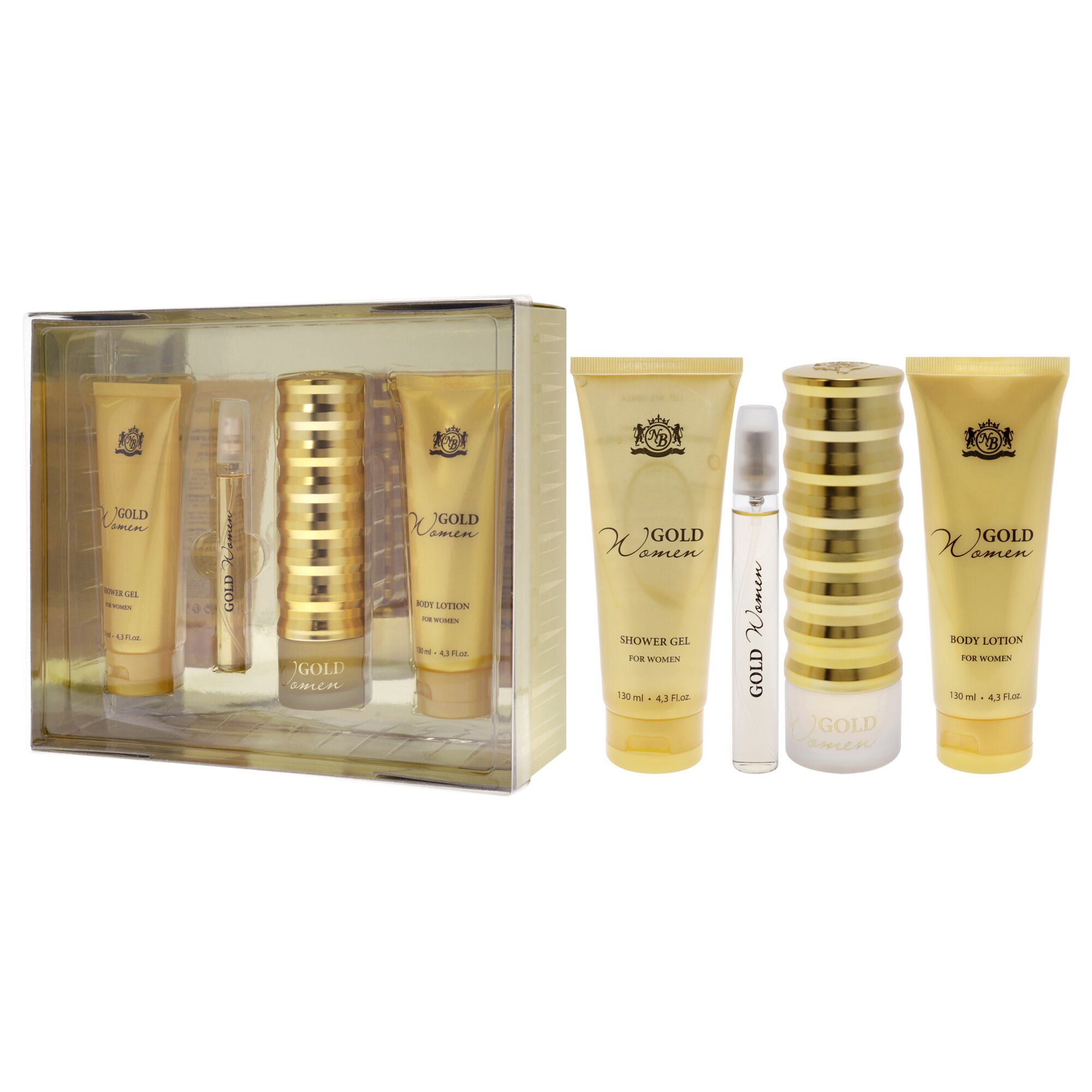 Gold by New Brand for Women - 4 Pc Gift Set 3.3oz EDP Spray, 0.5oz EDP Spray, 4.3oz Shower Gel, 4.3oz Body Lotion, , alternate image number 8