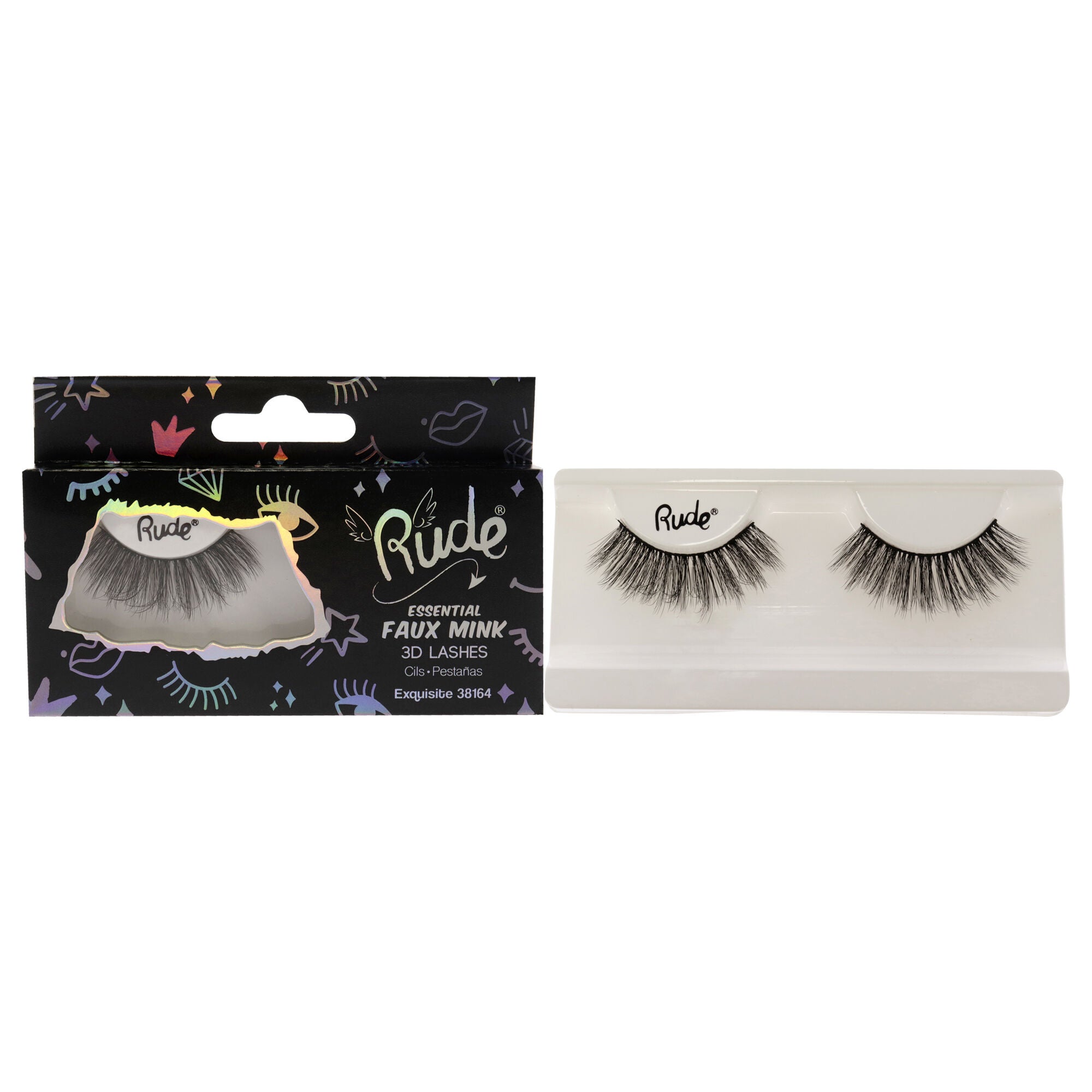 Essential Faux Mink 3D Lashes - Exquisite by Rude Cosmetics for Women - 1 Pc Pair, See Description, hi-res image number 0