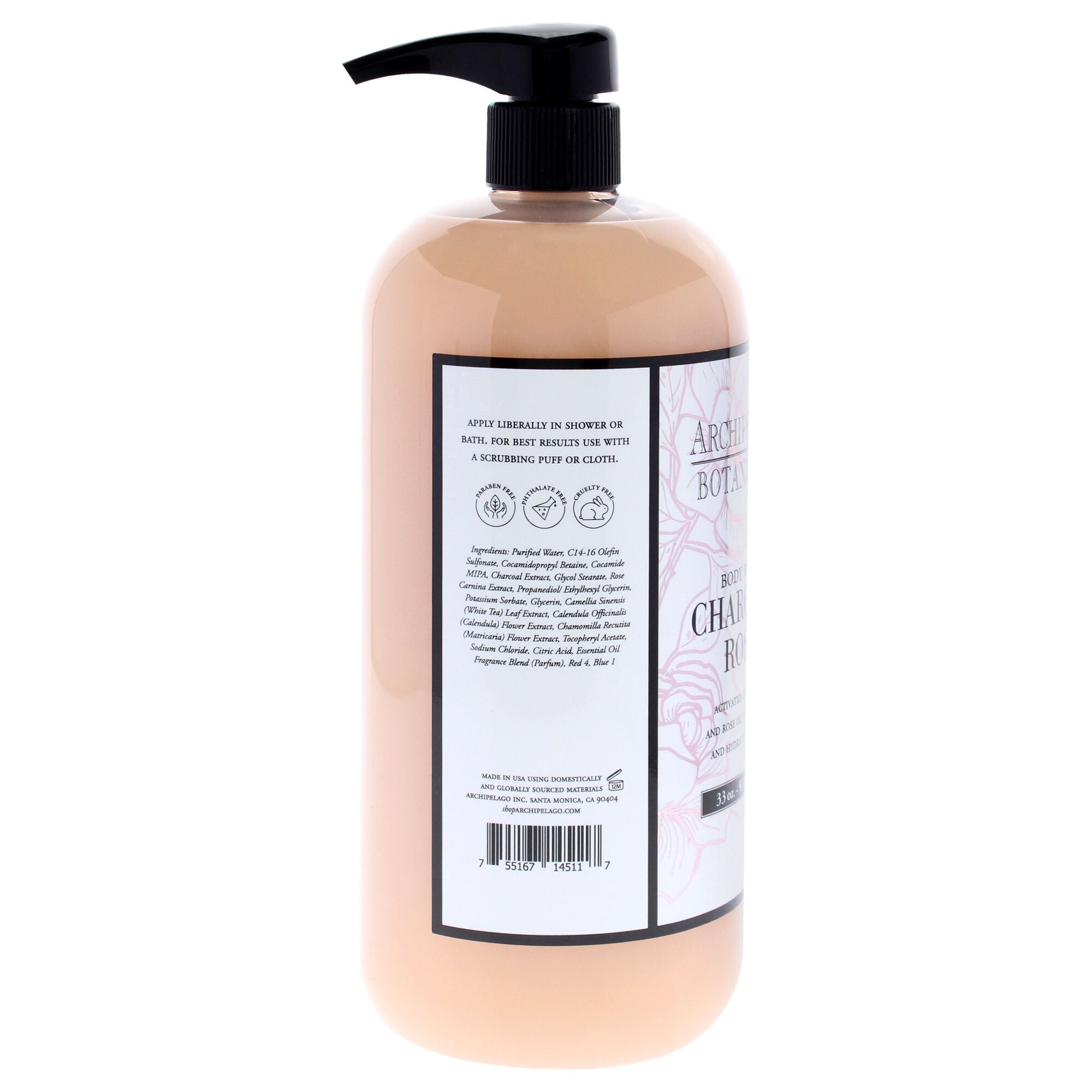 Body Wash - Charcoal Rose by Archipelago Botanicals for Unisex - 33 oz Body Wash, See Description, alternate image number 1