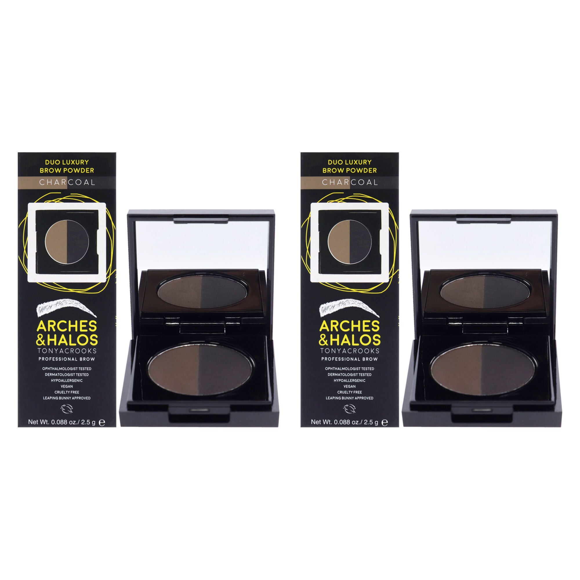 Duo Luxury Brow Powder - Charocoal by Arches and Halos for Women - 0.088 oz Eyebrow - Pack of 2, See Description, hi-res image number 0