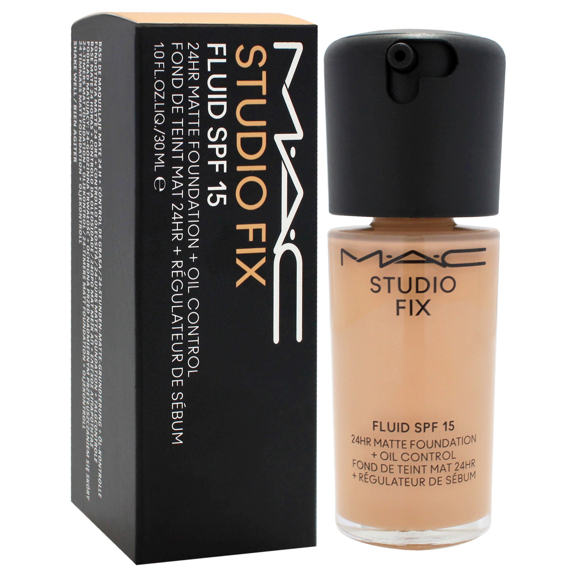 Studio Fix Fluid SPF 15 24HR Matte Foundation Plus Oil Control - NC37 Medium Beige With Neutral Undertone by MAC for Women - 1 oz Foundation, Beige, alternate image number 1