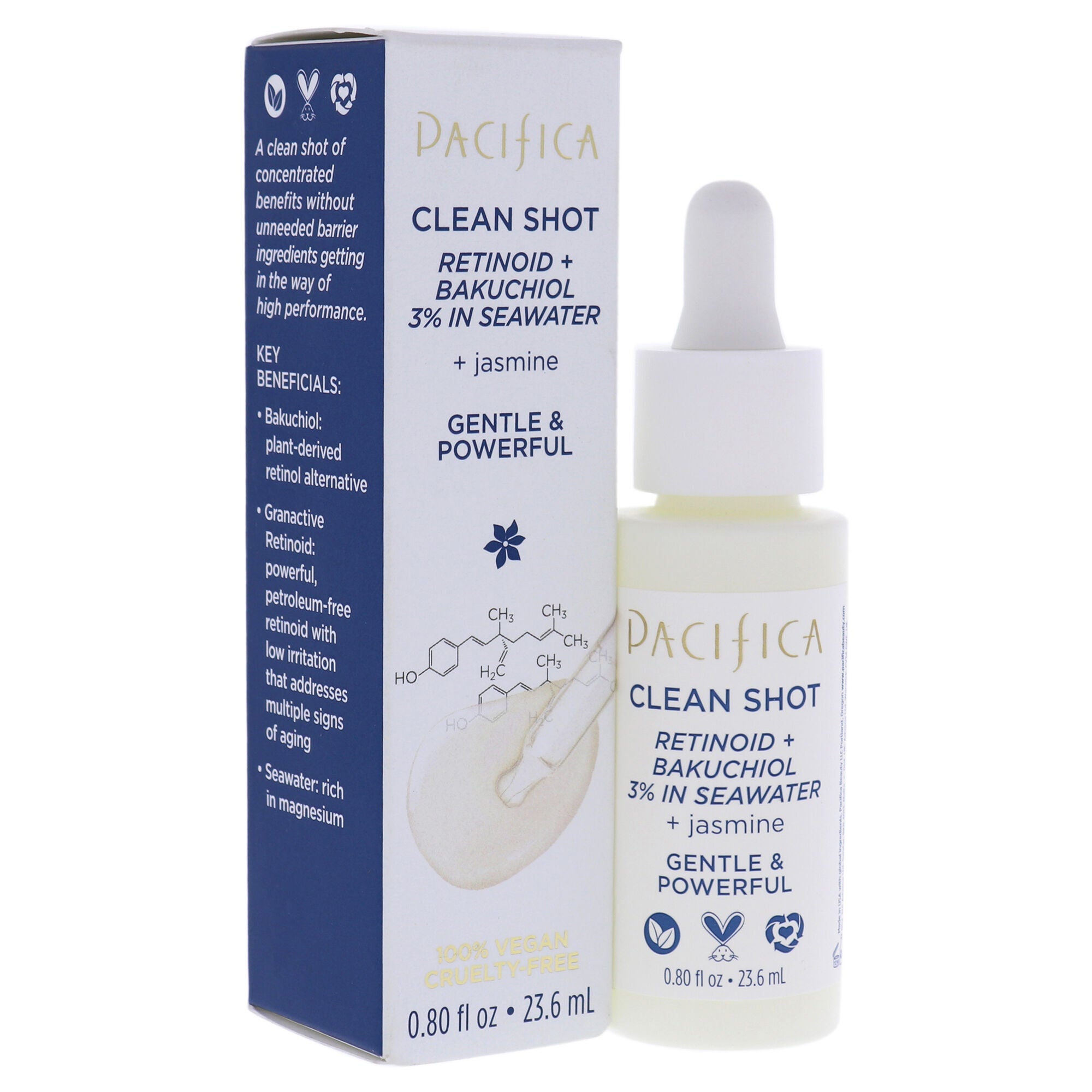 Clean Shot Retinoid and Bakuchiol 3 Percent In Seawater by Pacifica for Unisex - 0.8 oz Serum, See Description, alternate image number 1