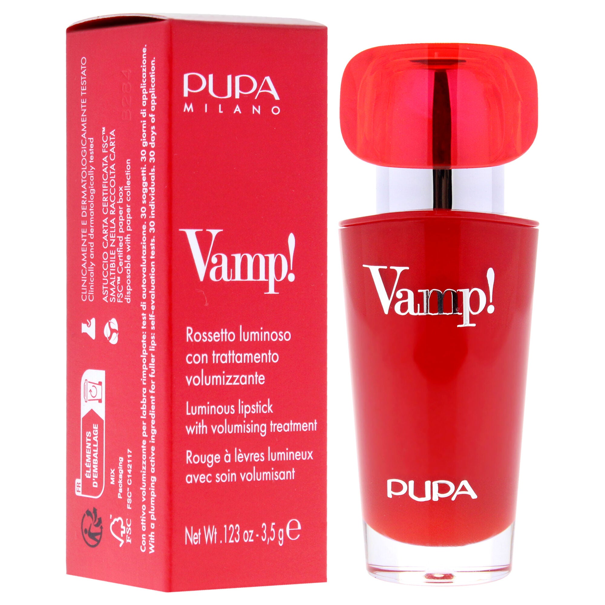 Vamp! Extreme Colour Lipstick with Plumping Treatment - 104 Ancient Rose by Pupa Milano for Women - 0.123 oz Lipstick, See Description, alternate image number 1