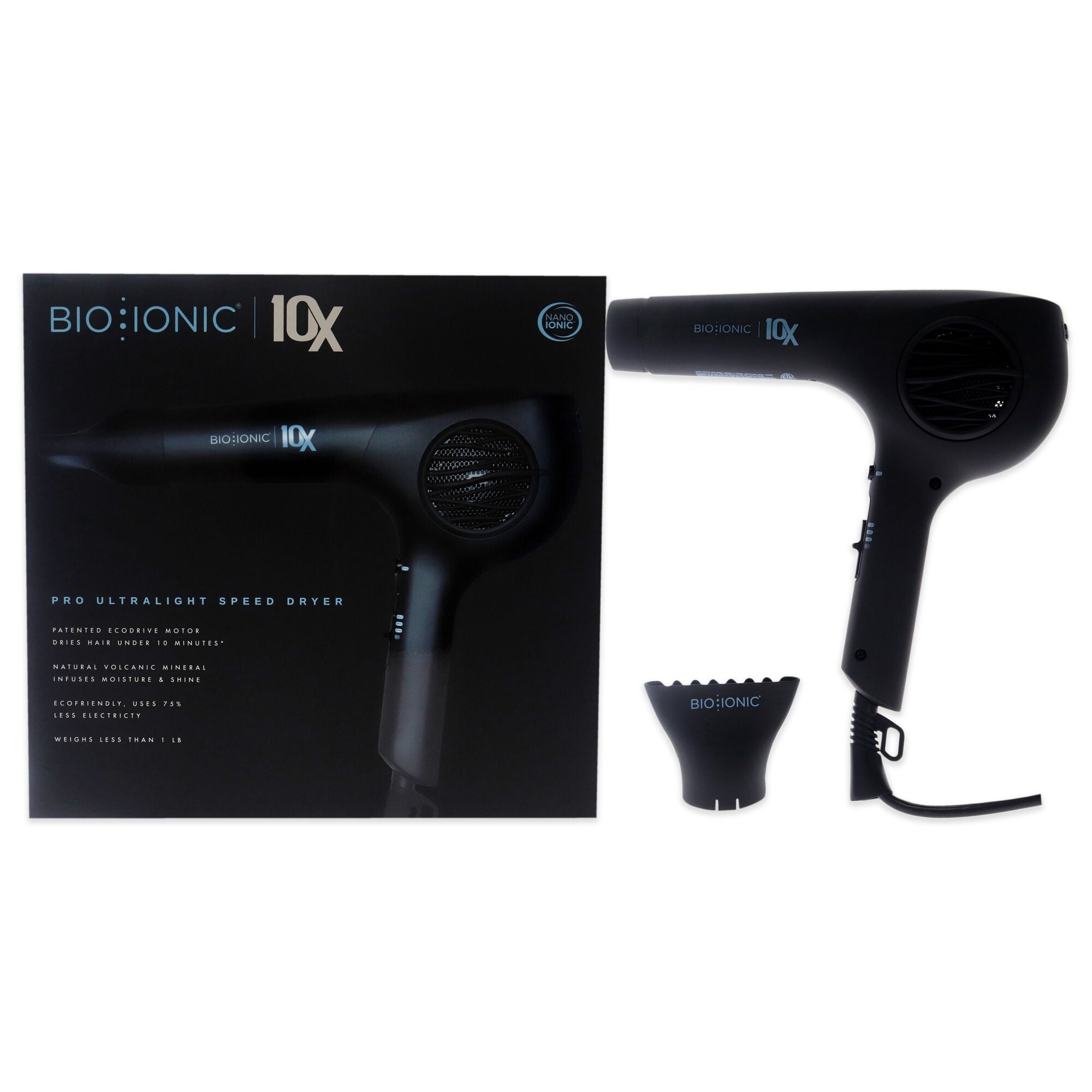 10x Pro Ultra Light Speed Dryer - Black by Bio Ionic for Women - 1 Pc Hair Dryer, See Description, hi-res image number 0