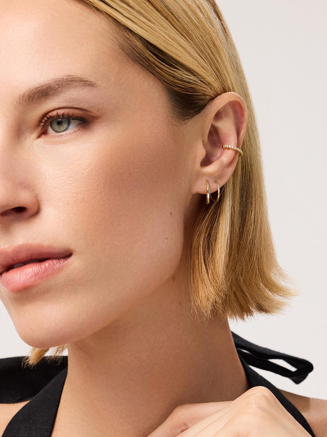 Harley Double Hoop Earrings, GOLD, alternate image number 3