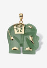 14K Gold Genuine Green Jade Good Luck Elephant Charm Pendant Jewelry, JADE, hi-res image number null