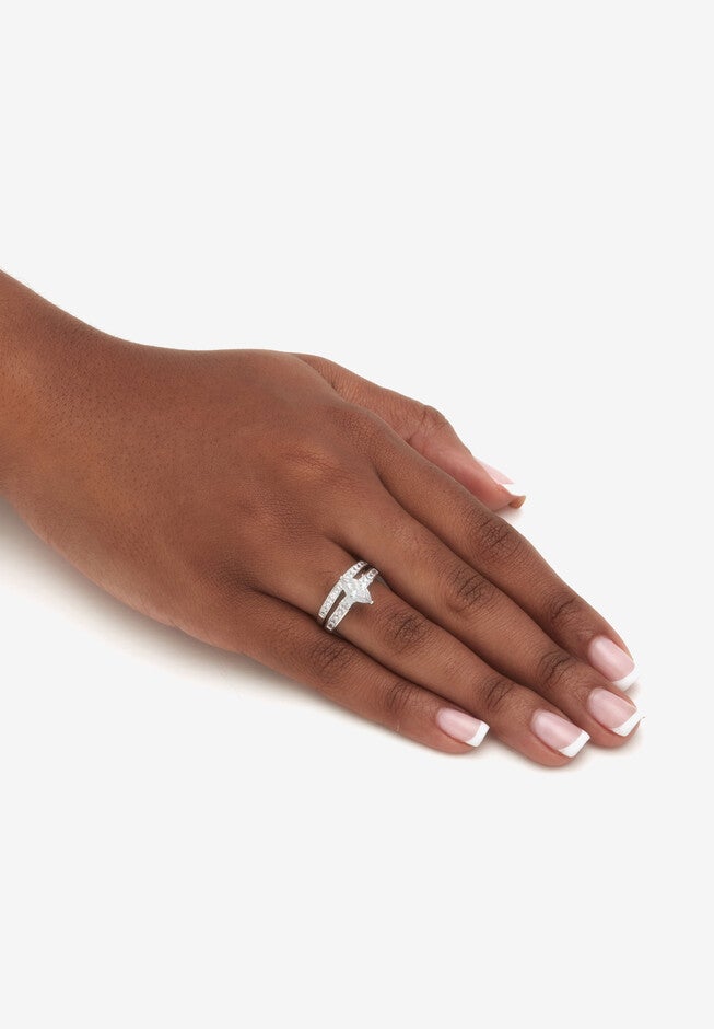 2.34 Tcw Marquise Cubic Zirconia Bridal Ring Set, , alternate image number 7