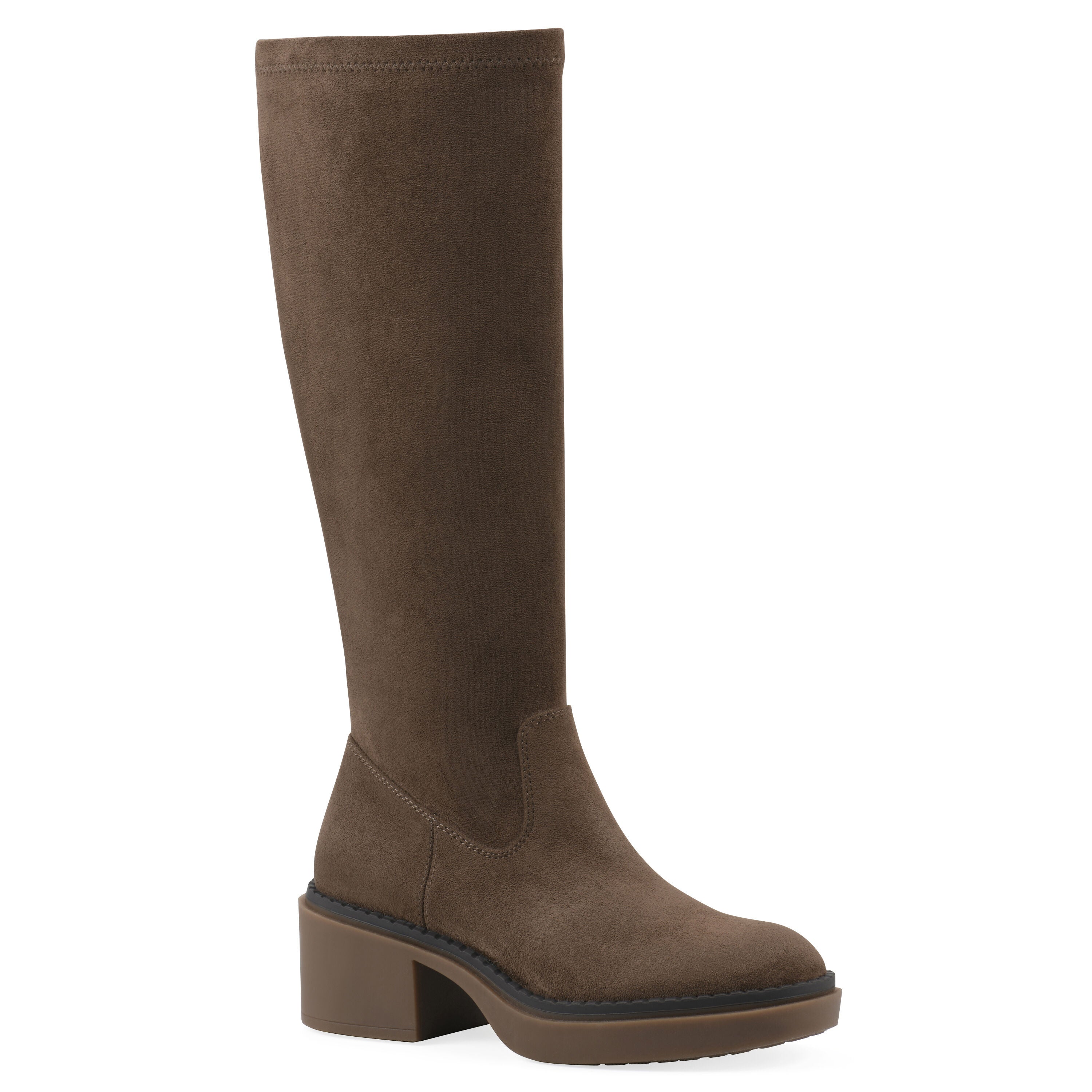 Marcella Tall Shaft Block Heel Boot, DARK TAUPE FABRIC, hi-res image number 0