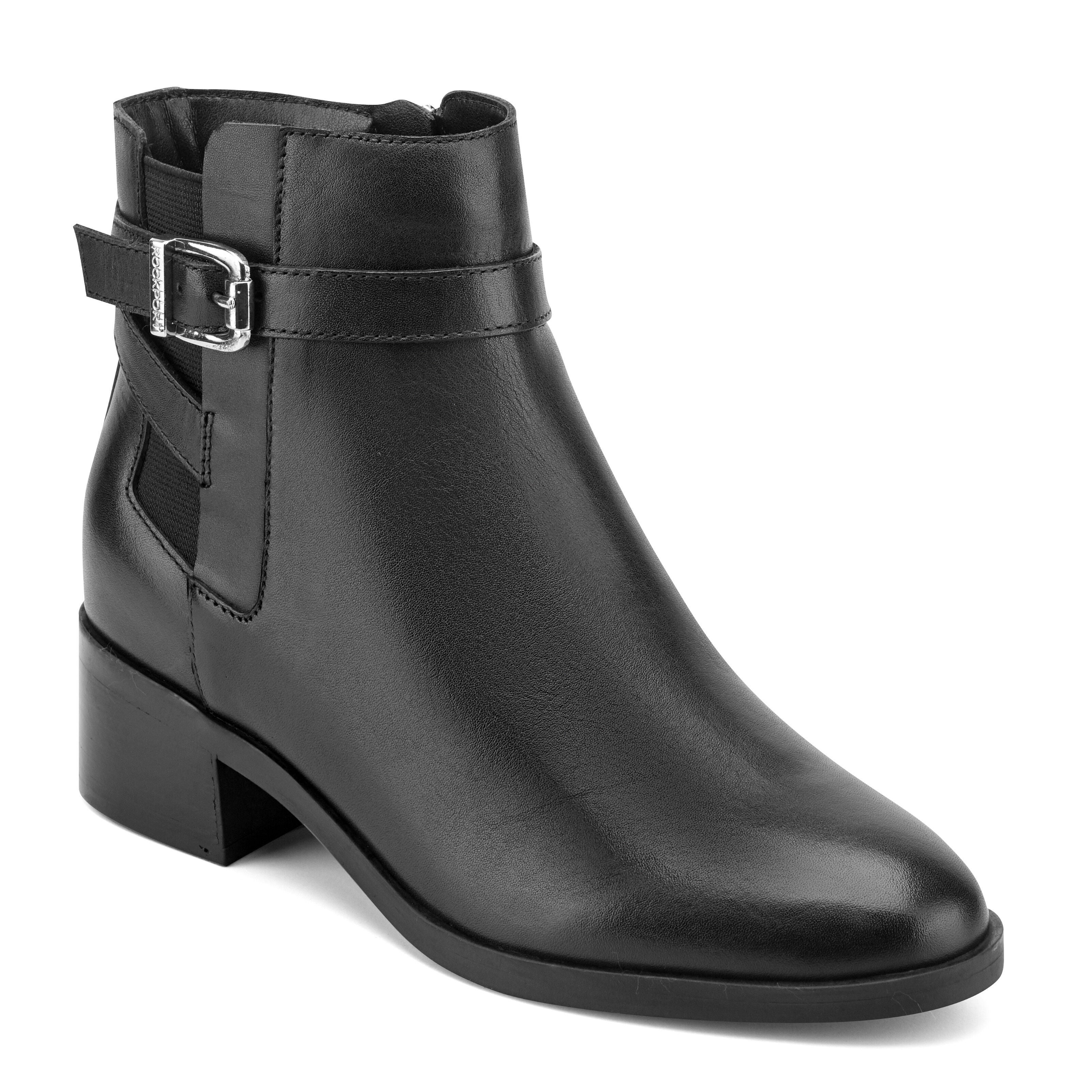 Teegan Dress Plain Toe Side Gore Booties, BLACK, hi-res image number 0
