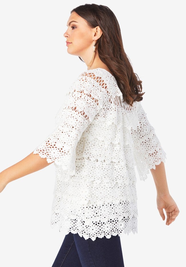 Tiered Crochet Sweater, , alternate image number null
