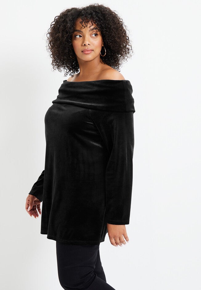 Off-The-Shoulder Velour Top, , alternate image number null