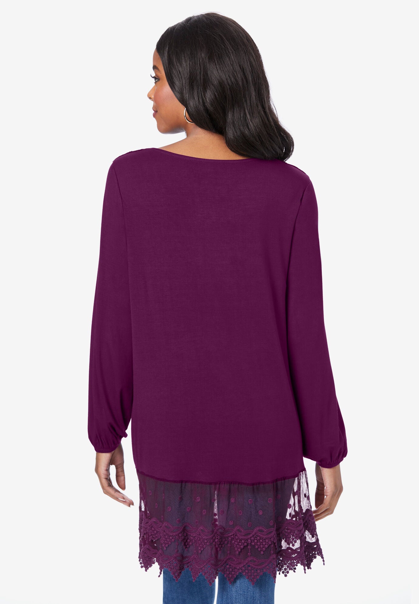 Scoopneck Lace Bib Tunic, , on-hover image number 1