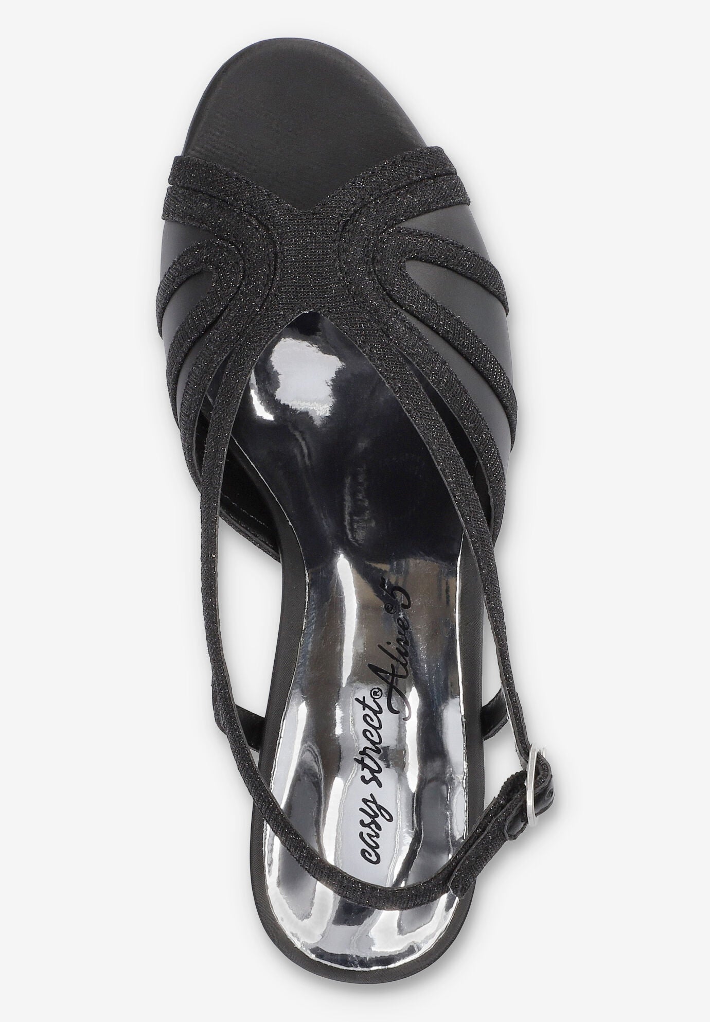 Starlight Heeled Sandals, BLACK SATIN, alternate image number 6