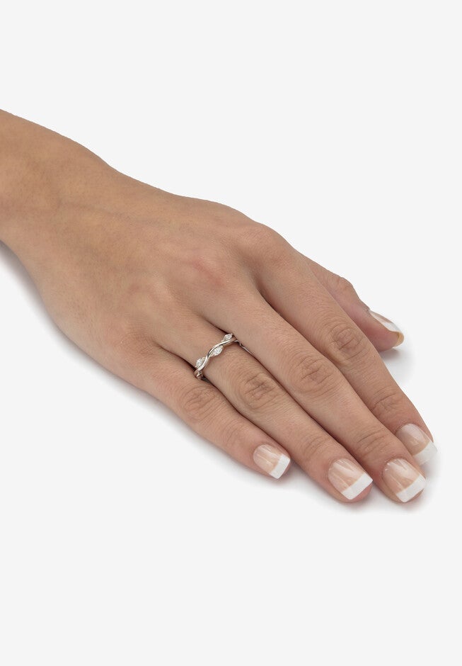 1.48 Cttw. Cubic Zirconia Sterling Silver 2-Pc. Solitaire Vine Bridal Ring Set, , alternate image number 4