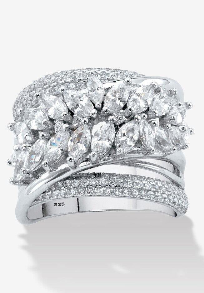 Marquise Cut Cubic Zirconia Ring – 925 Silver Plated, Sizes 6-10, Women's Gift