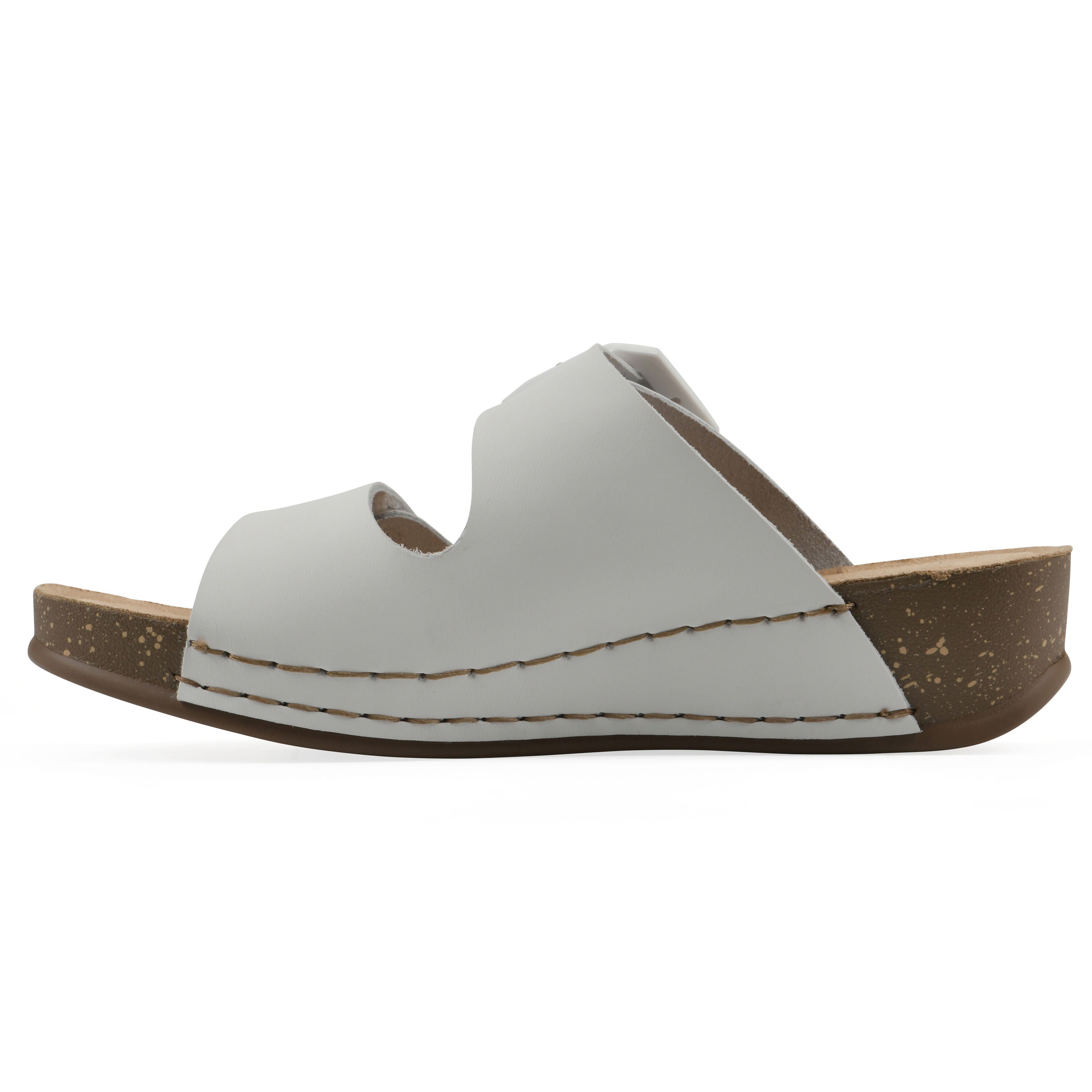 Fearful Slip On Wedge, WHITE LEATHER, alternate image number 3