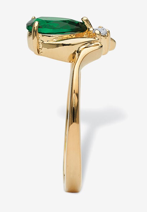Yellow Gold Plated Simulated Birthstone And Round Crystal Ring Jewelry, , on-hover image number null