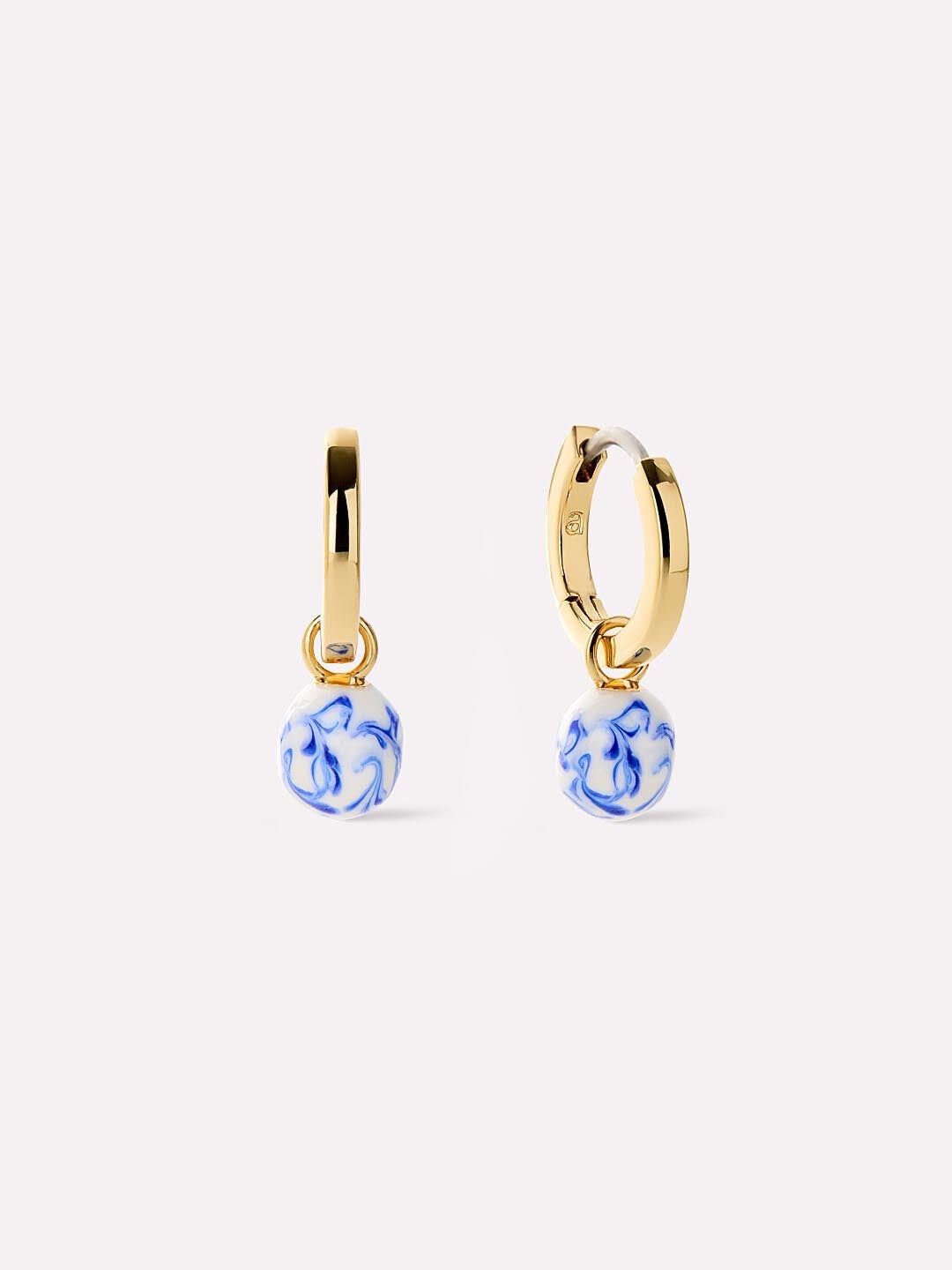 Gold Drop Earrings - Lainey Marble Blue, GOLD, hi-res image number 0