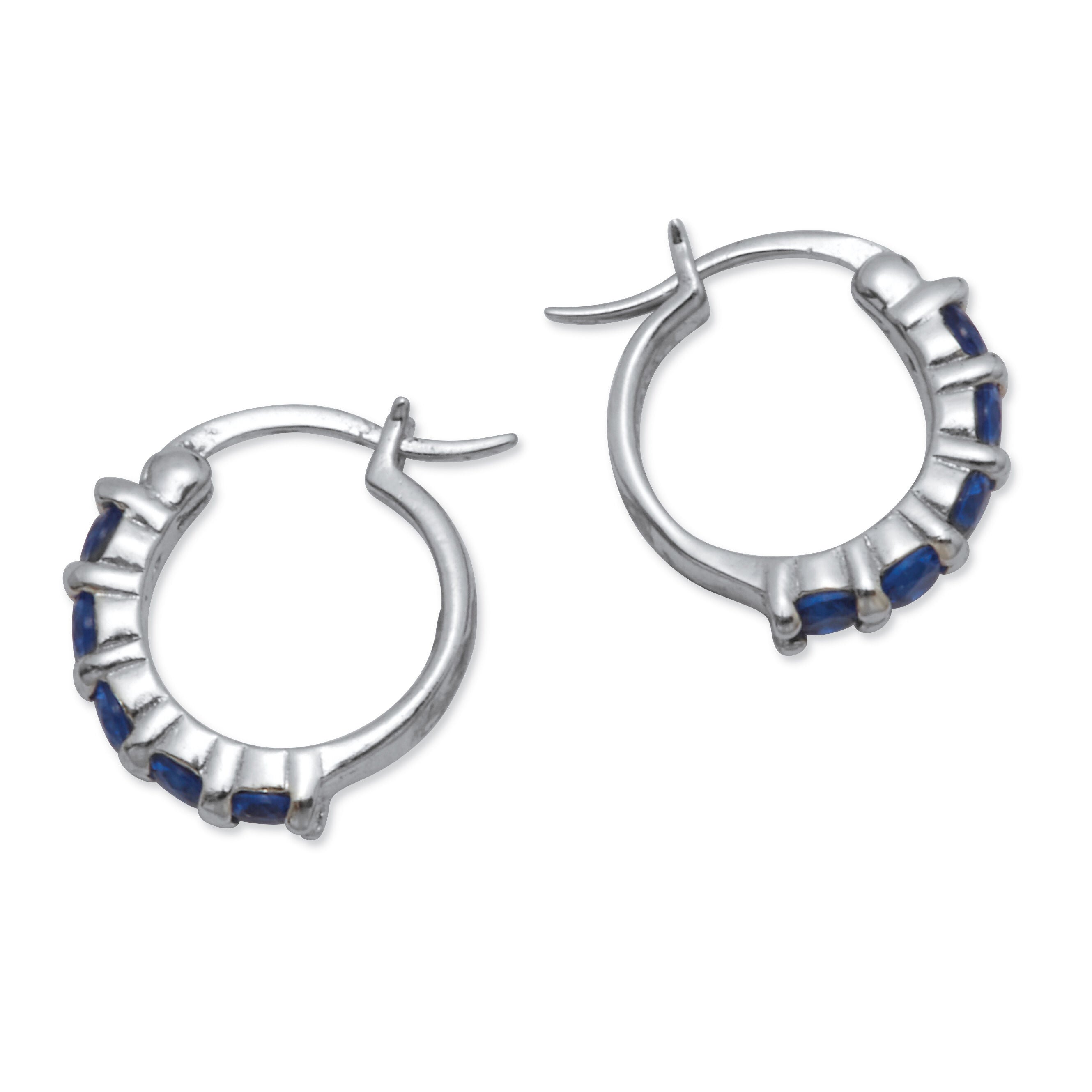 Birthstone Sterling Silver Huggie Hoop Earrings, AUGUST, alternate image number 2