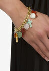 Genuine Agate Gold Tone Cross and Heart Charm Bracelet plus 1/2" Extender, , alternate image number null