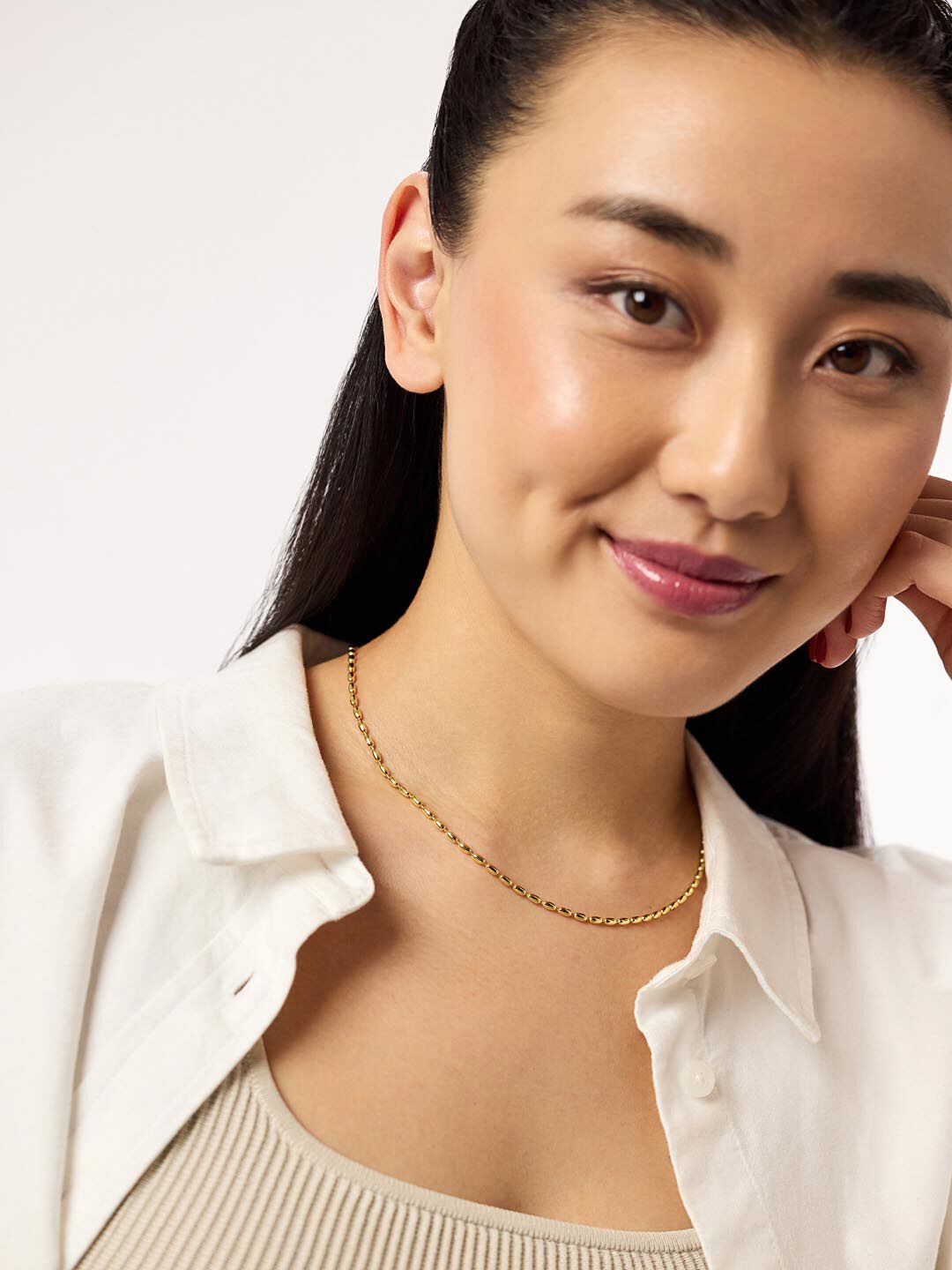 Capri Ball Chain Necklace, GOLD, alternate image number 4