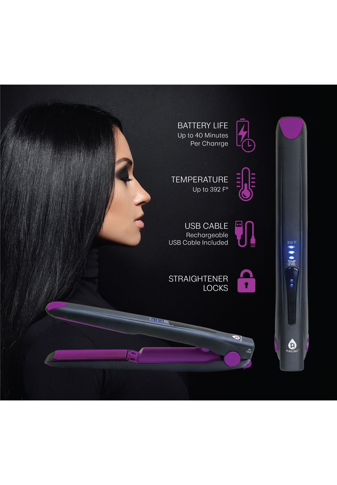 Rechargeable Hair Straightner, , on-hover image number 1