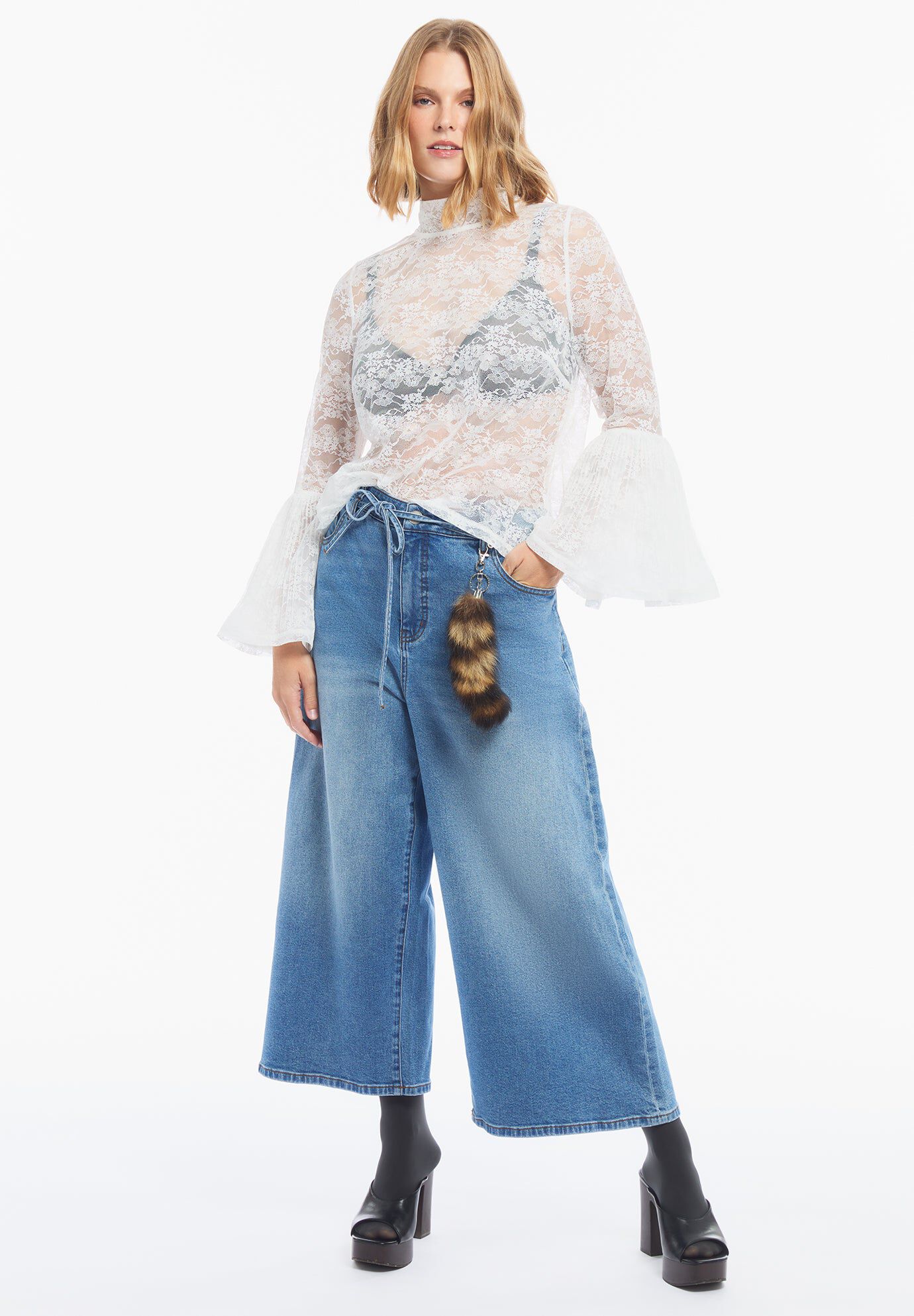 Sheer Chantilly Lace Blouse