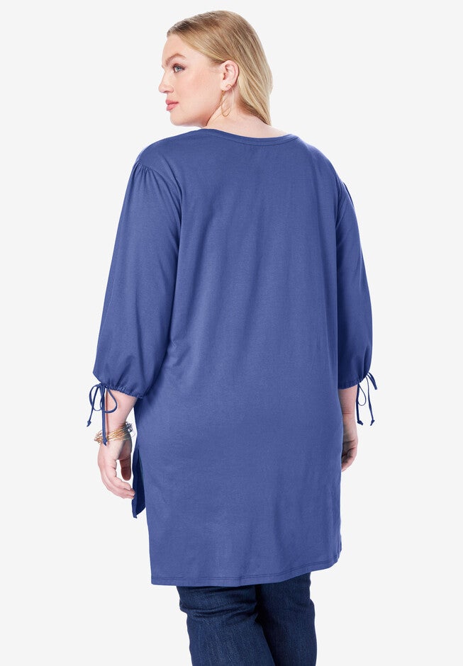 Tie-Sleeve Ultimate Tunic with High-Low Hem, , alternate image number 4
