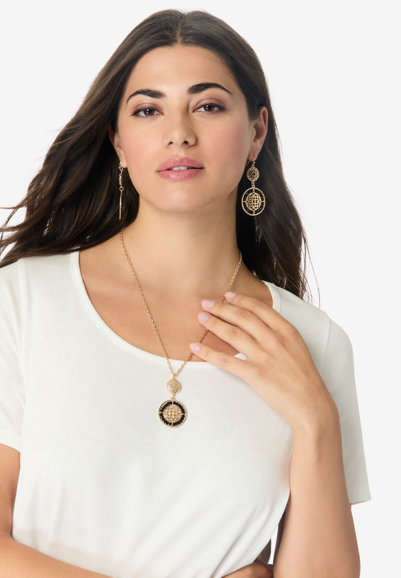 Earring and Necklace Set, GOLD, alternate image number 3