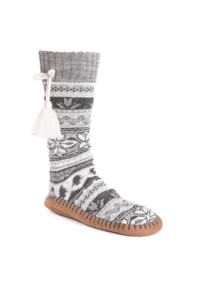 Slipper Socks with Tassels by Muk Luks, GREY, hi-res image number null