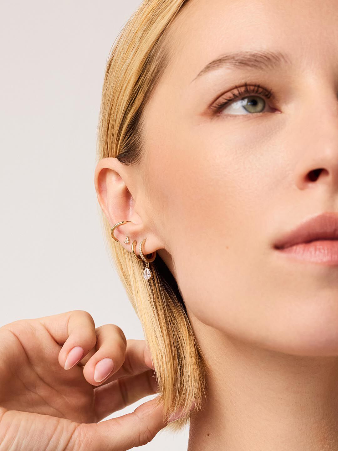 Delicate Huggie Hoops - Elise, GOLD, alternate image number 1