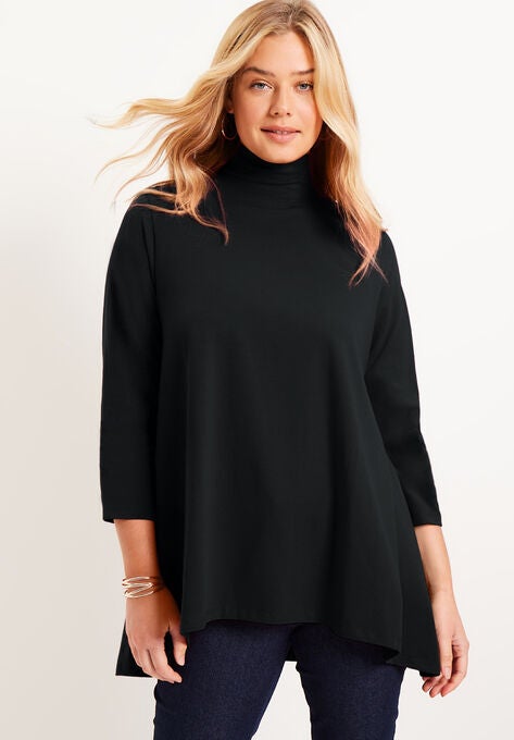 Three-Quarter Sleeve Mock-Neck Tunic, , alternate image number null