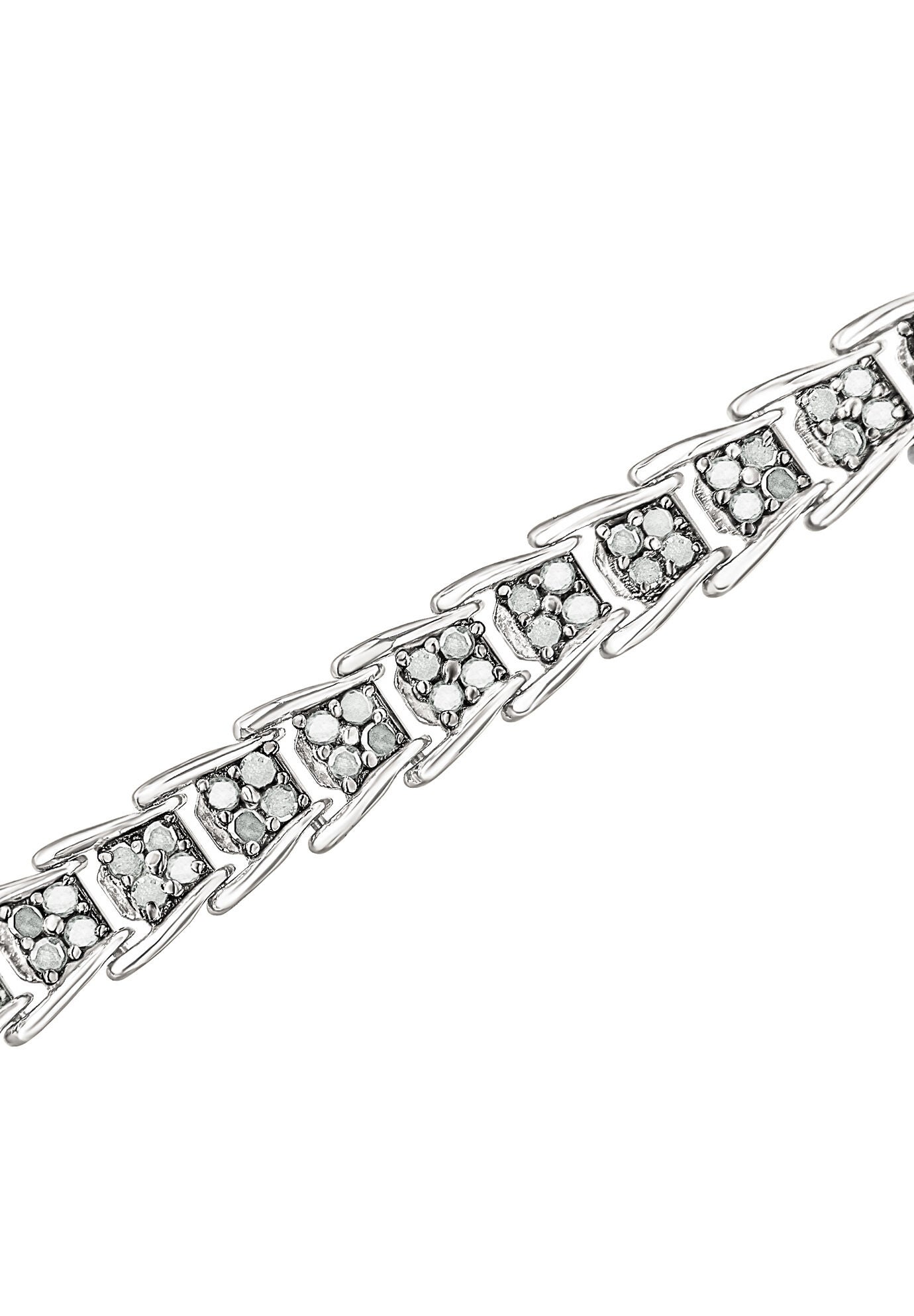 Sterling Silver Diamond Chevron Link Tennis Bracelet, , on-hover image number 1