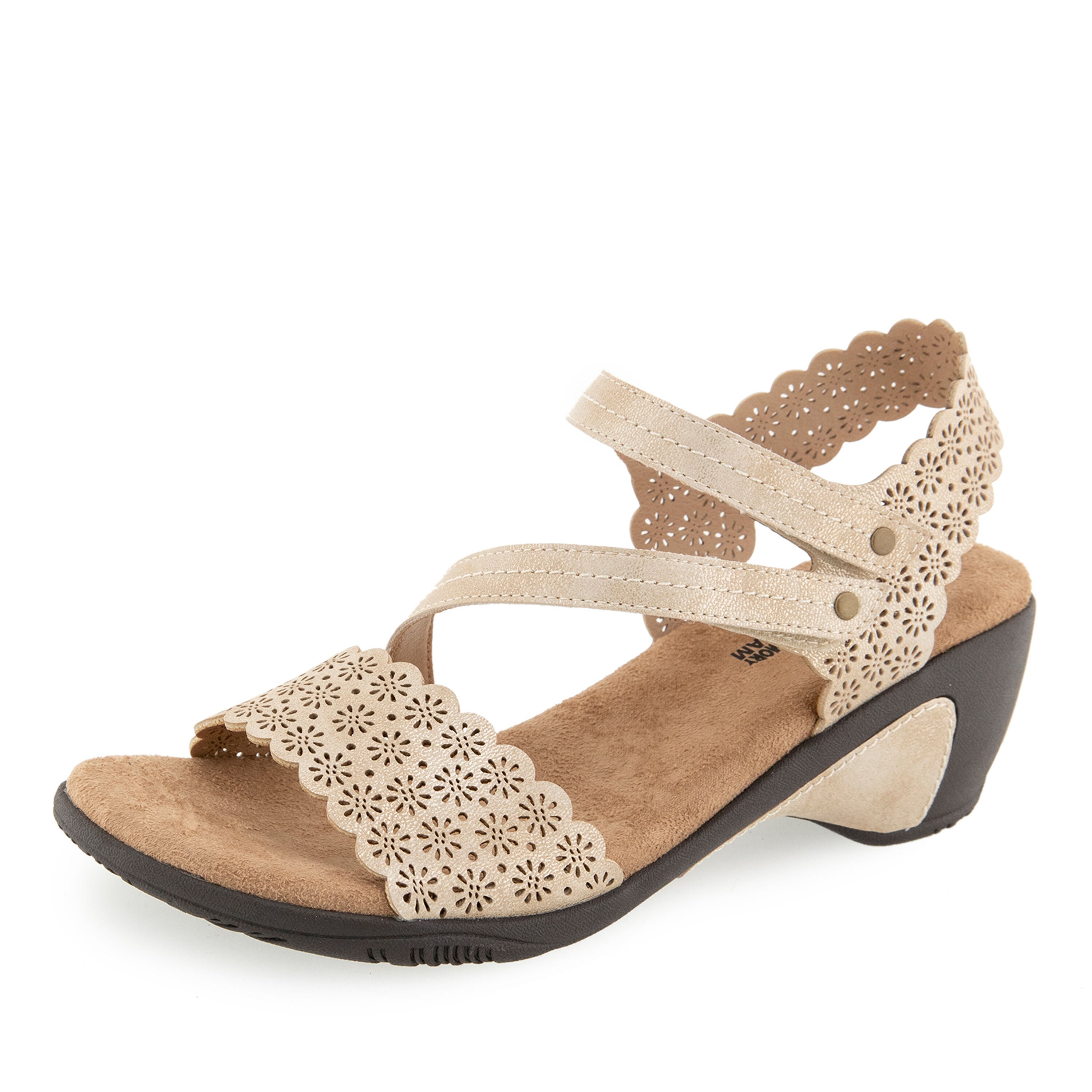 Gracie Hook and Loop Wedge Sandal, CREAM SHIMMER, alternate image number 6