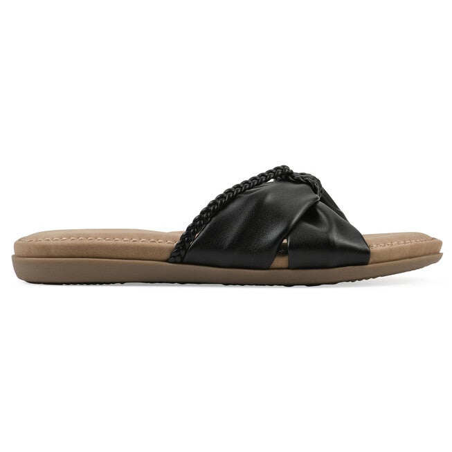 Fasha Slide Sandal, BLACK SMOOTH, alternate image number 2