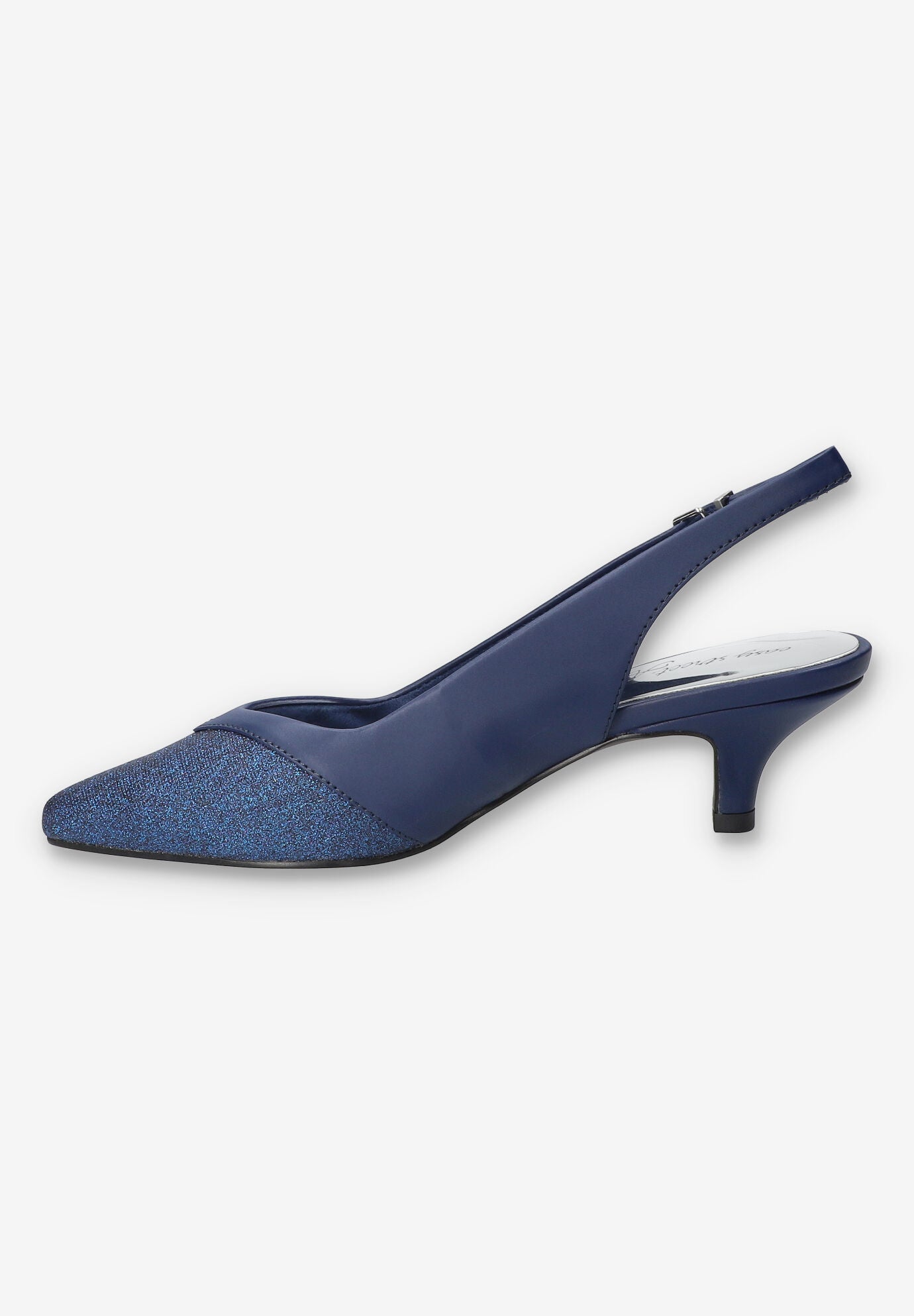 Vivid Slingback Pump, NAVY SATIN GLITTER, alternate image number 4