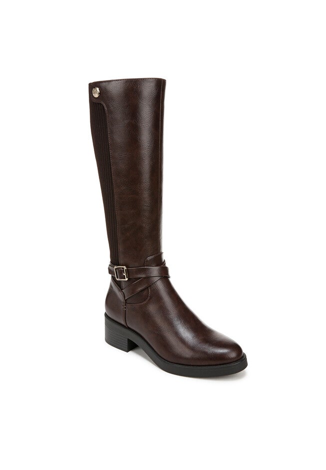 Brittany Tall Wide Calf Boot, BROWN FAUX LEATHER, hi-res image number null