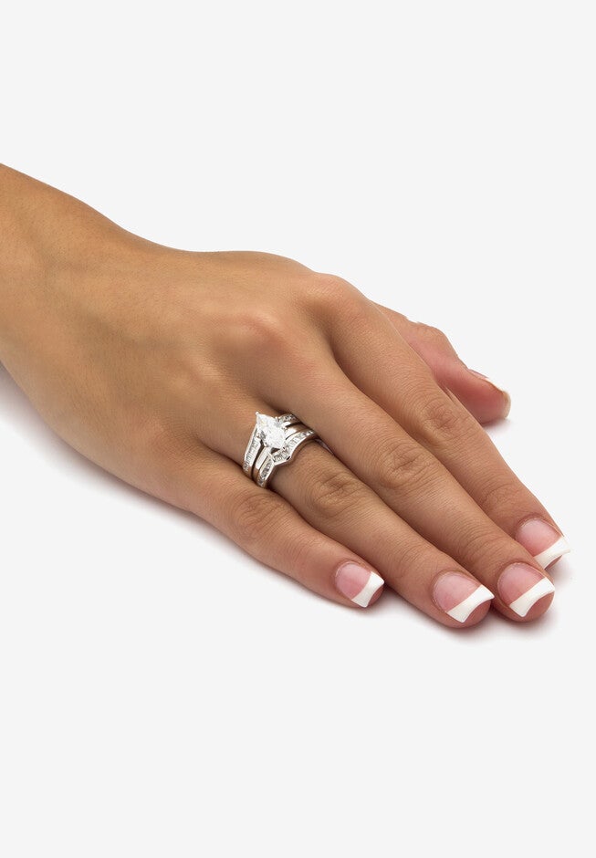 3.57 Cttw. Cubic Zirconia 2 Piece Bridal Ring Set In .925 Sterling Silver, , alternate image number 2