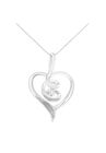 White Gold Diamondaccented Roundcut Diamond Swirl Open Heart Pendant Necklace, WHITE, hi-res image number null