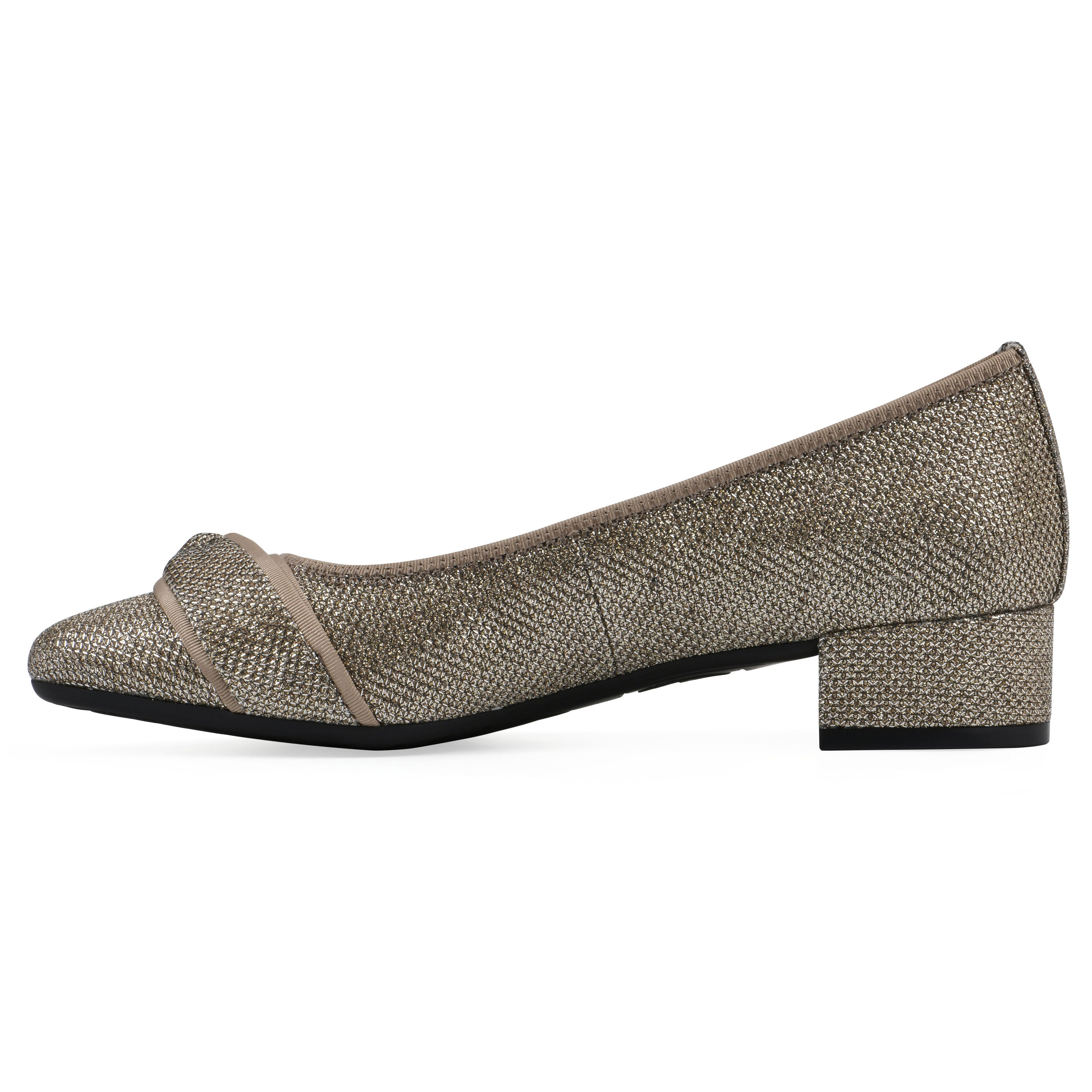 Bordeaux Low Block Heel, GOLD GLITTER FABRIC, alternate image number 3