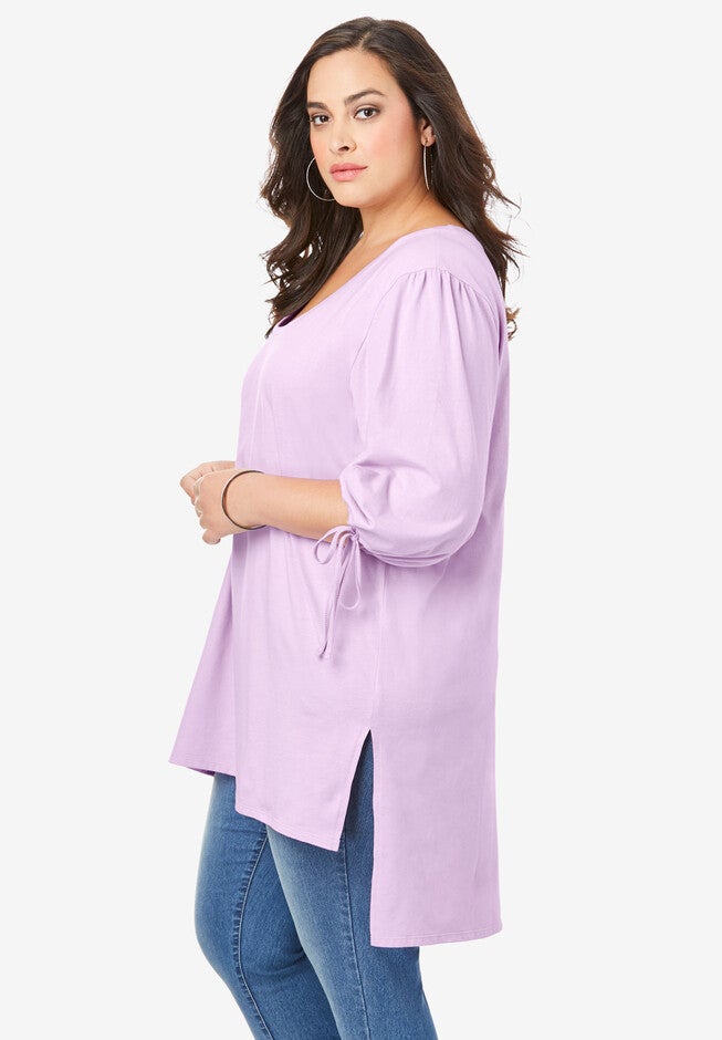 Tie-Sleeve Ultimate Tunic with High-Low Hem, , alternate image number 2