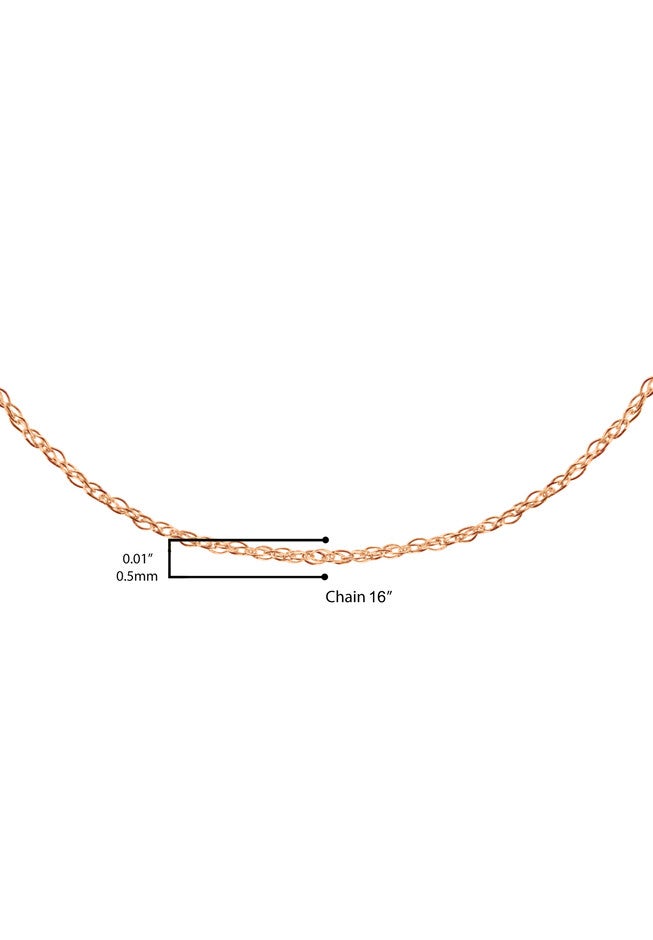 Solid Rose Gold Rope Chain Necklace Unisex 16 inches, , alternate image number null