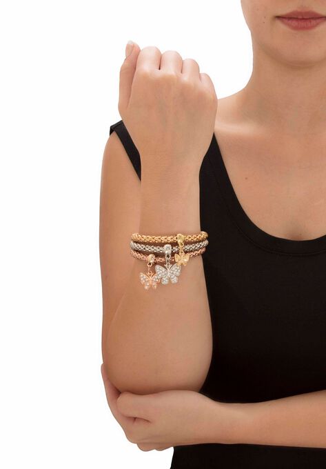 Rose Gold-Plated Butterfly Charm Stretch Bracelet Set, , alternate image number null