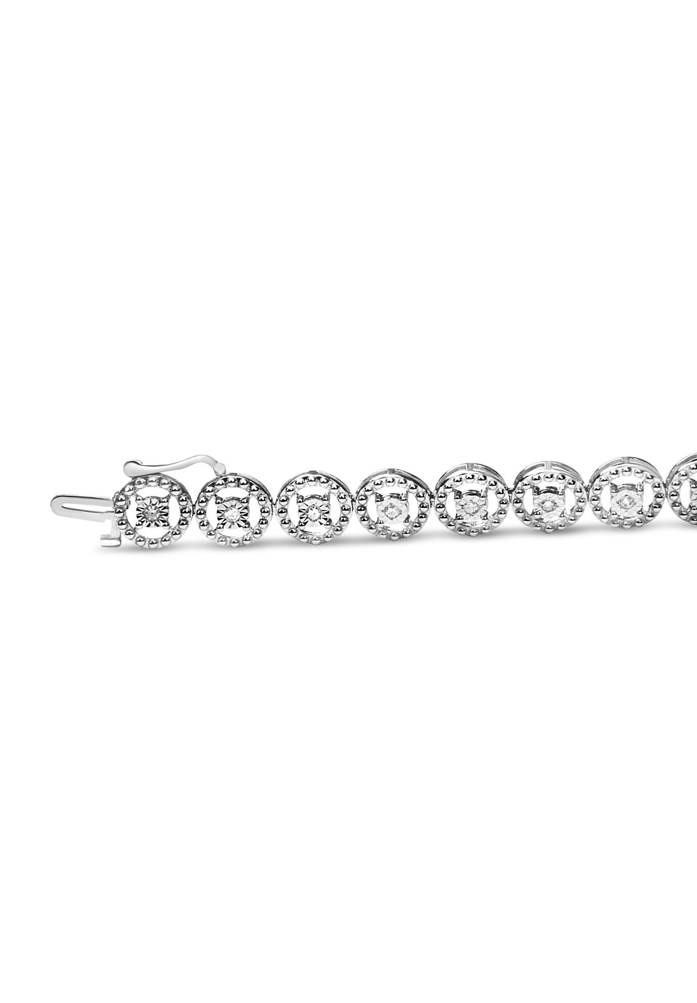 Sterling Silver Diamond Nested Circle Miracle Set Open Wheel Fashion Link Bracelet, , alternate image number 3